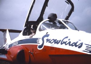 Jessie in Snowbird jet at an airshow